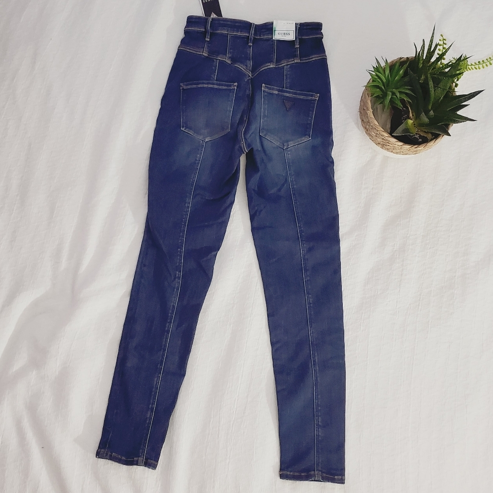 GUESS Jeanologia Retro High Rise Bootie Yoke Blue Jeans NWT
